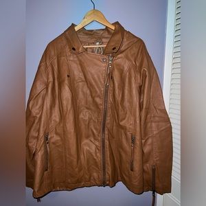 Faux Leather Jacket with Zipper Details